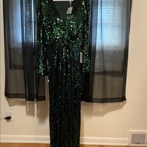 Wayf Green Sequin Wedding Dress
